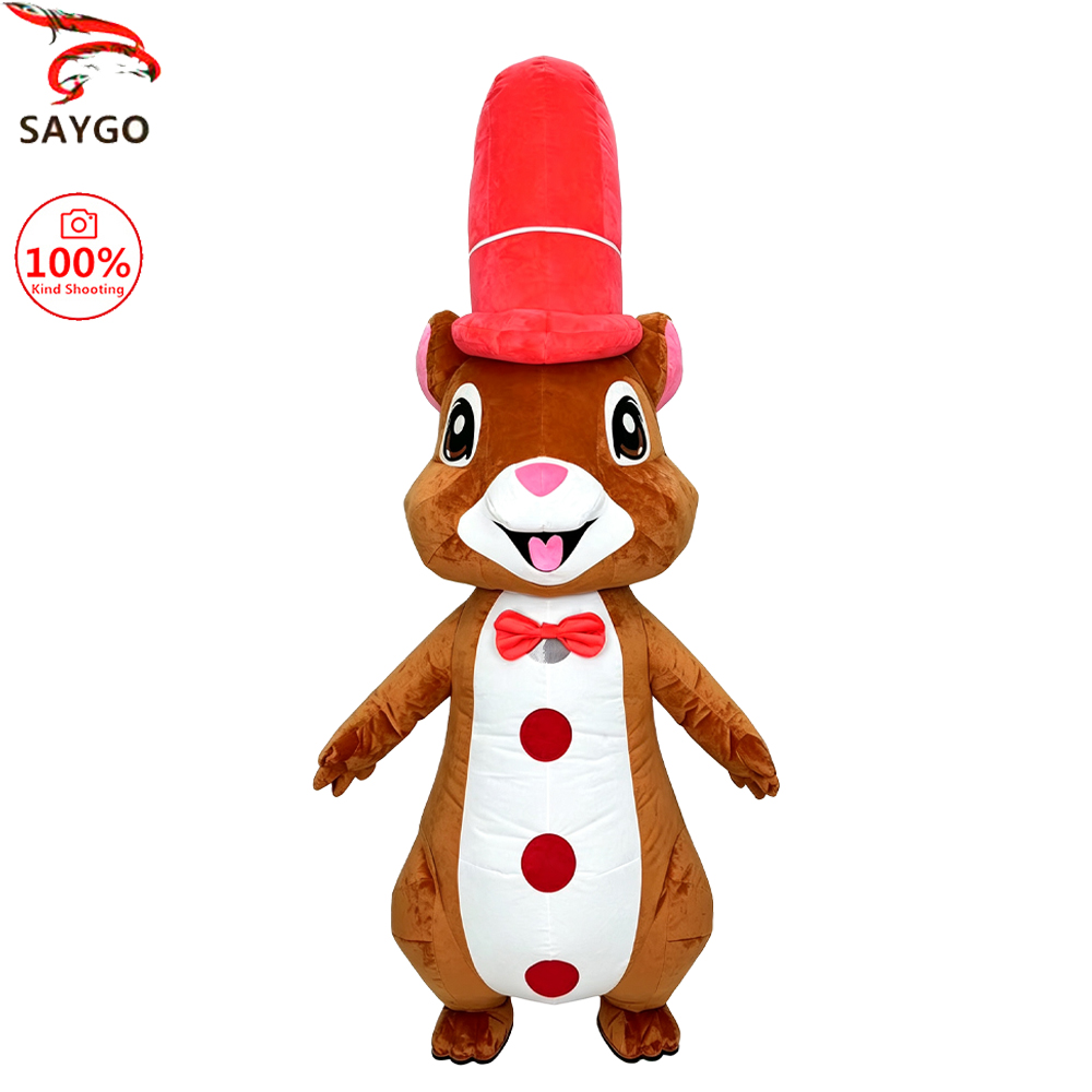 Costumes - SAYGO Roter Eichhörnchen-Aufblasbarer Kostüm-Maskottchen-Parade-Set für Erwachsene,